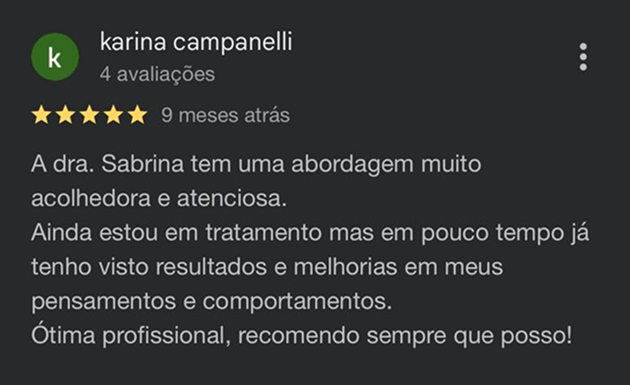 Depoimento Google Sabrina 18